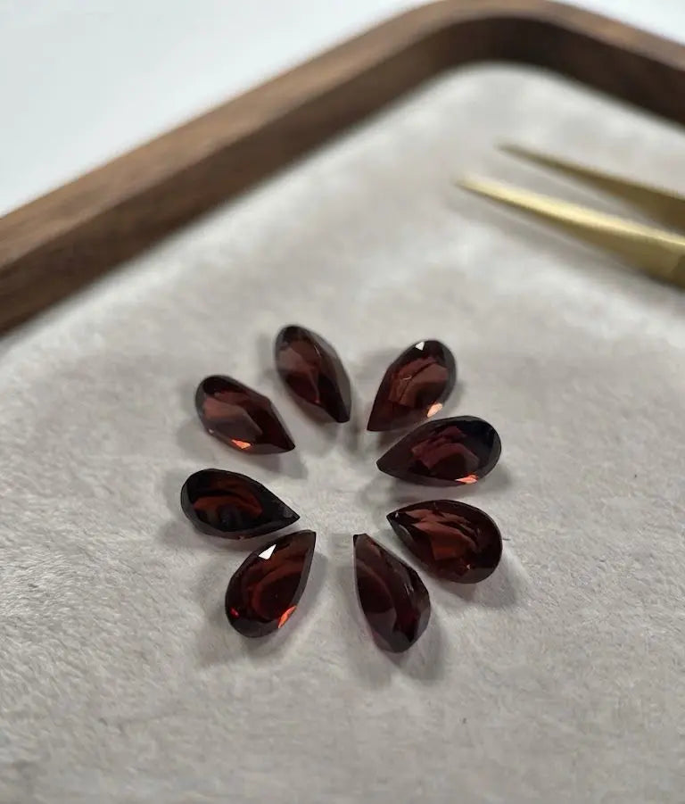 Natural Quality 8 Garnet Gemstones From Brazil, Dimension 8 x 5 mm, Weight 9.65 Ct, Shape Pear Cut, GEM-ABC-333